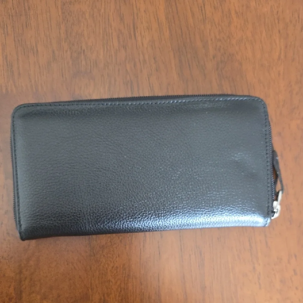 Two Pretty Handcrafted Black Zippered Wallet